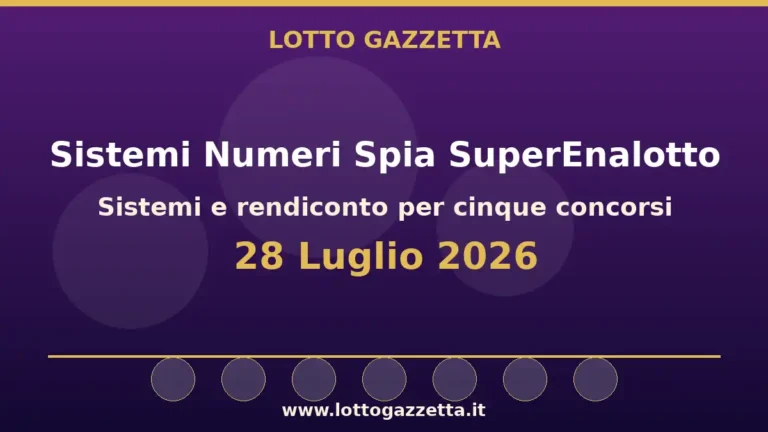 Sistemi Numeri Spia SuperEnalotto: il 40 guida le convergenze per il 28 Luglio 2026