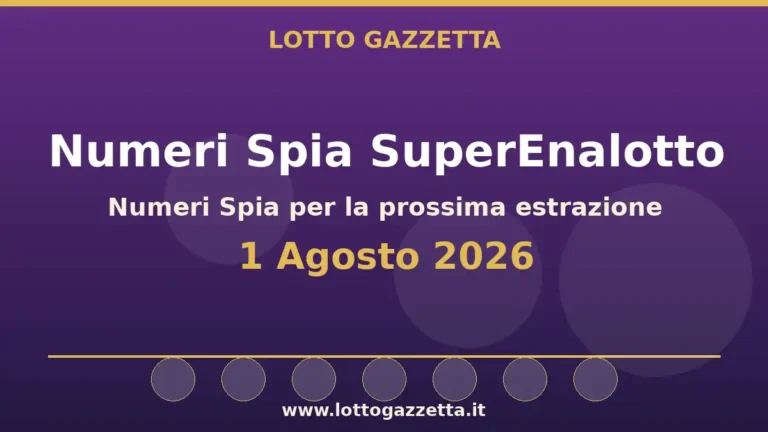 Numeri Spia SuperEnalotto: il 33 ricorre in 3 cinquine per il 1 Agosto 2026 5 Numeri Spia SuperEnalotto: il 33 ricorre in 3 cinquine per il 1 Agosto 2026