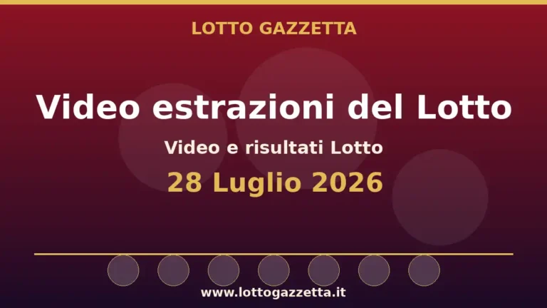 Video estrazioni del Lotto del 28 Luglio 2026