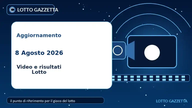 Video e risultati delle estrazioni Lotto del 8 Agosto 2026 9 Video e risultati delle estrazioni Lotto del 8 Agosto 2026