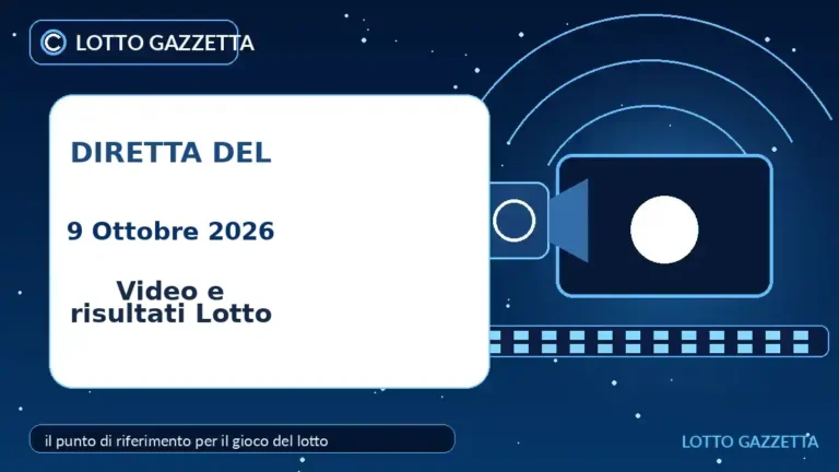 Video e risultati delle estrazioni Lotto del 9 Ottobre 2026